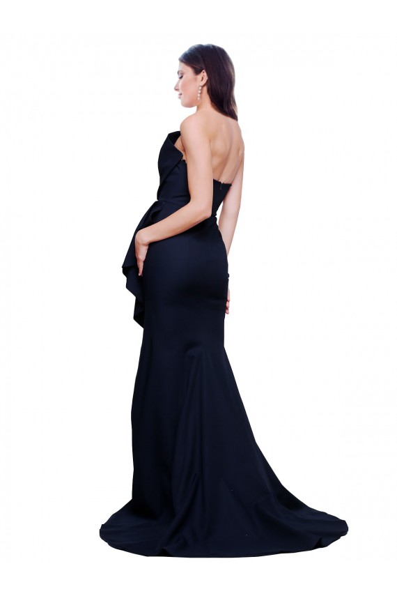 Strapless Sweep Train Stretch Crepe Dark Navy Sheath Sleeveless Semi Formal Evening Dress / Prom Dress / Bridesmaid Dress Darwin