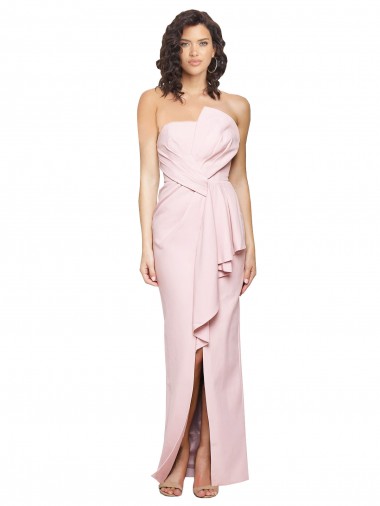 Strapless Long Stretch Crepe Pink Sleeveless Formal Dress / Bridesmaid Dress Darwin