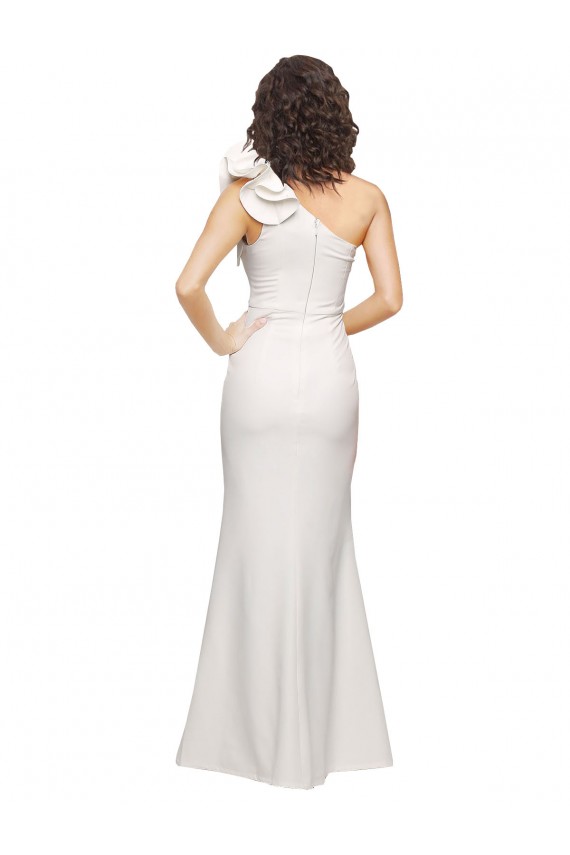 One Shoulder Long Stretch Crepe Ivory Sleeveless Formal Evening Dress / Bridesmaid Dress Darwin