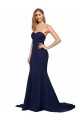 Sweetheart Sweep Train Stretch Crepe Dark Navy Sleeveless Formal Evening Gown / Prom Dress / Bridesmaid Dress Darwin