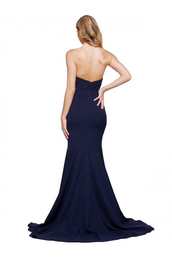Sweetheart Sweep Train Stretch Crepe Dark Navy Sleeveless Formal Evening Gown / Prom Dress / Bridesmaid Dress Darwin
