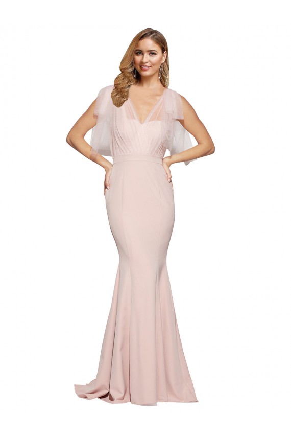 Sweetheart Long Stretch Crepe & Tulle Mauve Sleeveless Formal Dress / Bridesmaid Dress Darwin