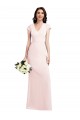 V-Neck Long Stretch Crepe Pink Cap Sleeves Formal Evening Gown / Prom Dress / Bridesmaid Dress Darwin