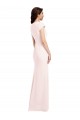 V-Neck Long Stretch Crepe Pink Cap Sleeves Formal Evening Gown / Prom Dress / Bridesmaid Dress Darwin