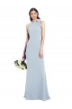 High Neck Long Stretch Crepe Light Sky Blue Sleeveless Semi Formal Evening Dress / Prom Dress / Bridesmaid Dress Darwin