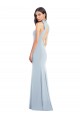 High Neck Long Stretch Crepe Light Sky Blue Sleeveless Semi Formal Evening Dress / Prom Dress / Bridesmaid Dress Darwin