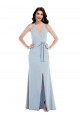V-Neck Long Stretch Crepe Light Sky Blue Sleeveless Formal Evening Gown / Prom Dress / Bridesmaid Dress Darwin