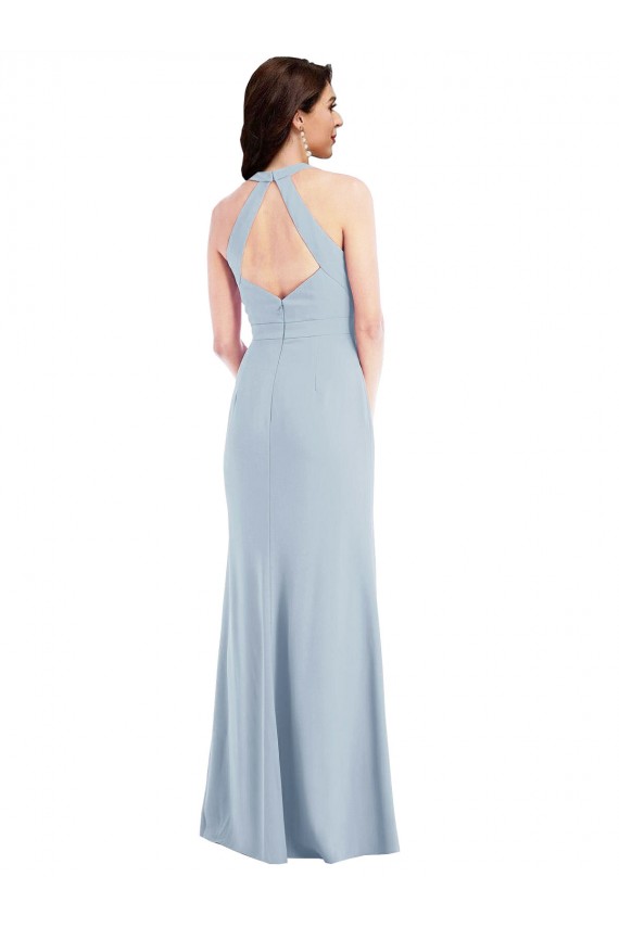 V-Neck Long Stretch Crepe Light Sky Blue Sleeveless Formal Evening Gown / Prom Dress / Bridesmaid Dress Darwin