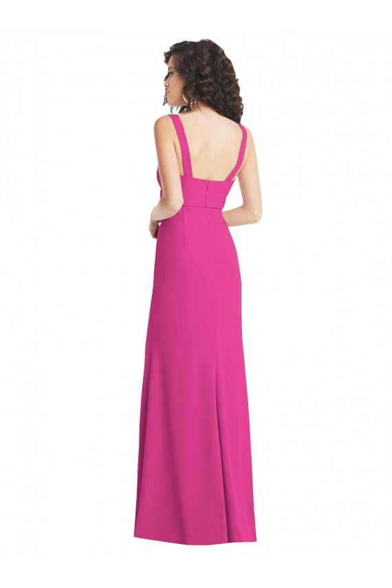 Square Neck Long Stretch Crepe Fuchsia Sleeveless Semi Formal Evening Dress / Prom Dress / Bridesmaid Dress Darwin