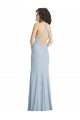 High Neck Long Stretch Crepe Light Sky Blue Sleeveless Formal Evening Gown / Prom Dress / Bridesmaid Dress Darwin