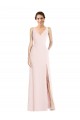 V-Neck Long Stretch Crepe Pink Sleeveless Black Tie Evening Dress / Prom Dress / Bridesmaid Dress Darwin