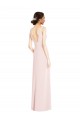 V-Neck Long Stretch Crepe Pink Sleeveless Black Tie Evening Dress / Prom Dress / Bridesmaid Dress Darwin