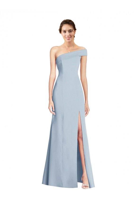 Off the Shoulder Long Stretch Crepe Light Sky Blue Sleeveless Formal Evening Gown / Prom Dress / Bridesmaid Dress Darwin