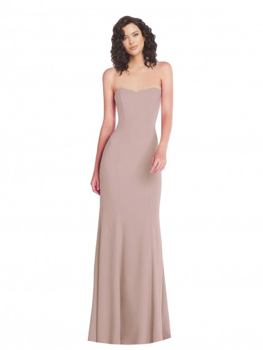 Strapless Long Stretch Crepe Dusty Pink Sleeveless Formal Dress / Bridesmaid Dress Darwin