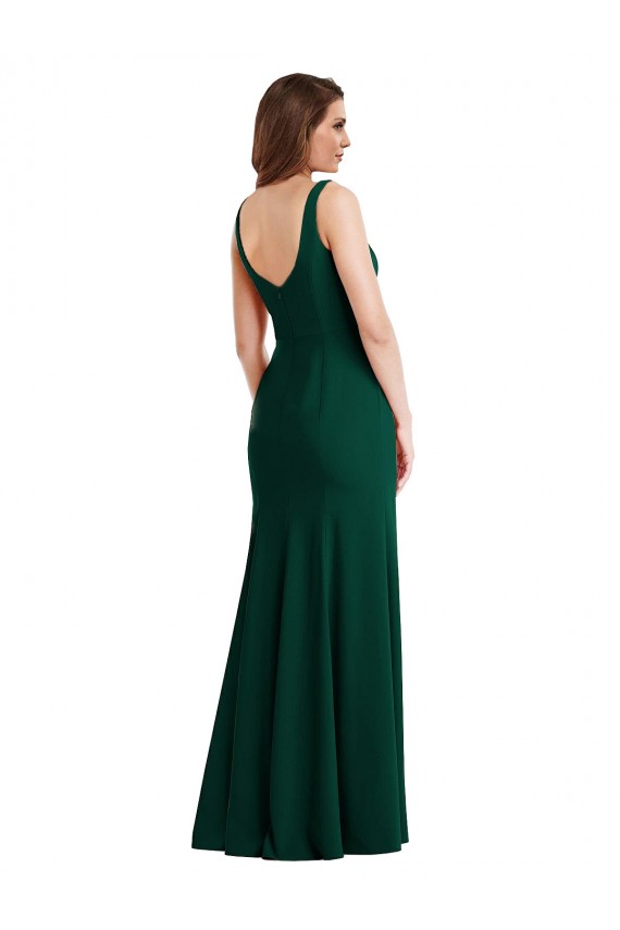 Square Neck Long Stretch Crepe Midnight Green Sleeveless Semi Formal Evening Dress / Prom Dress / Bridesmaid Dress Darwin