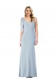 V-Neck Long Stretch Crepe Light Sky Blue Sleeveless Semi Formal Evening Dress / Prom Dress / Bridesmaid Dress Darwin