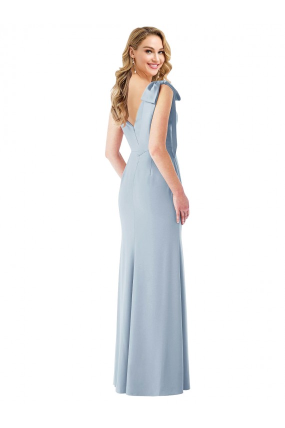 V-Neck Long Stretch Crepe Light Sky Blue Sleeveless Semi Formal Evening Dress / Prom Dress / Bridesmaid Dress Darwin