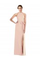 Halter Neck Long Stretch Crepe Nude Sleeveless Formal Evening Gown / Prom Dress / Bridesmaid Dress Darwin