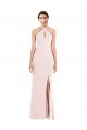 Halter Neck Long Stretch Crepe Pink Sleeveless Formal Evening Gown / Prom Dress / Bridesmaid Dress Darwin
