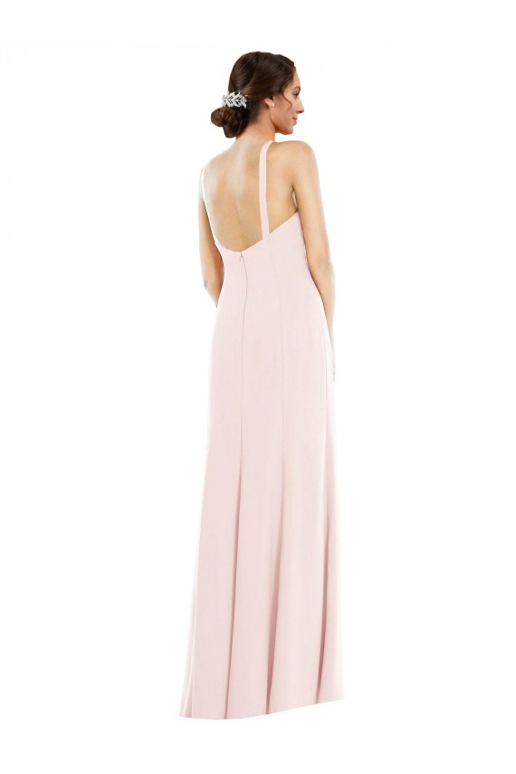 Halter Neck Long Stretch Crepe Pink Sleeveless Formal Evening Gown / Prom Dress / Bridesmaid Dress Darwin