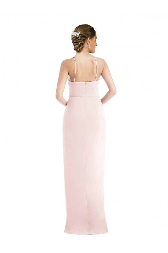 Halter Neck Long Stretch Crepe Pink Sleeveless Semi Formal Evening Dress / Prom Dress / Bridesmaid Dress Darwin
