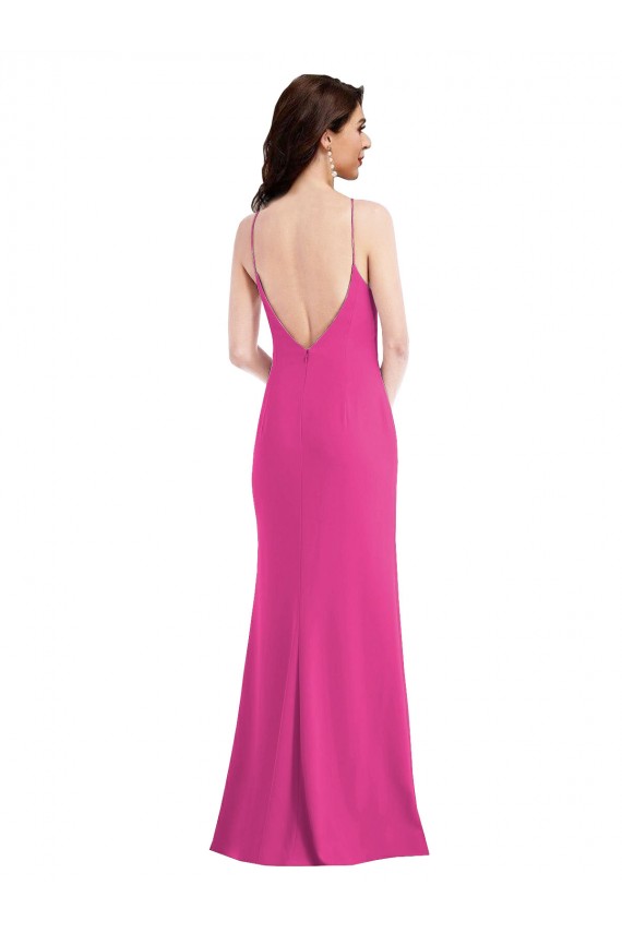 High Neck Long Stretch Crepe Fuchsia Sleeveless Formal Evening Gown / Prom Dress / Bridesmaid Dress Darwin