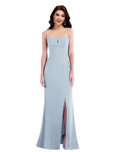 Spaghetti Straps Long Stretch Crepe Light Sky Blue Sleeveless Formal Evening Gown / Prom Dress / Bridesmaid Dress Darwin