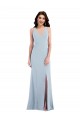 V-Neck Long Stretch Crepe Light Sky Blue Sleeveless Evening Dress / Bridesmaid Dress Darwin