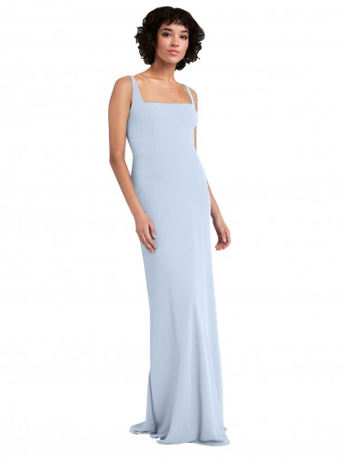 Square Neck Long Stretch Crepe Light Sky Blue Sleeveless Prom Dress / Bridesmaid Dress Darwin