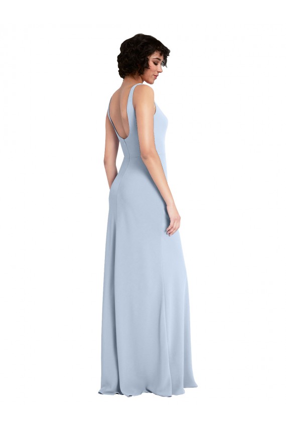 Square Neck Long Stretch Crepe Light Sky Blue Sleeveless Prom Dress / Bridesmaid Dress Darwin