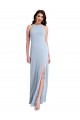 High Neck Long Stretch Crepe Light Sky Blue Sheath Sleeveless Formal Evening Gown / Prom Dress / Bridesmaid Dress Darwin