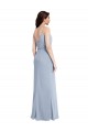 Cowl Neck Long Stretch Crepe Smoke Blue Sleeveless Formal Evening Gown / Prom Dress / Bridesmaid Dress Darwin