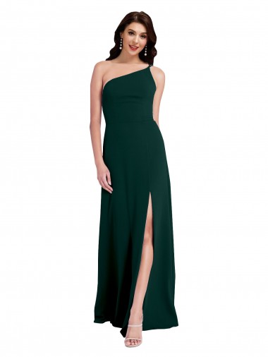 One Shoulder Long Stretch Crepe Midnight Green Sleeveless Formal Evening Gown / Prom Dress / Bridesmaid Dress Darwin