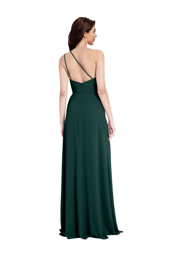 One Shoulder Long Stretch Crepe Midnight Green Sleeveless Formal Evening Gown / Prom Dress / Bridesmaid Dress Darwin