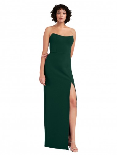 Strapless Long Stretch Crepe Midnight Green Sleeveless Formal Evening Gown / Prom Dress / Bridesmaid Dress Darwin