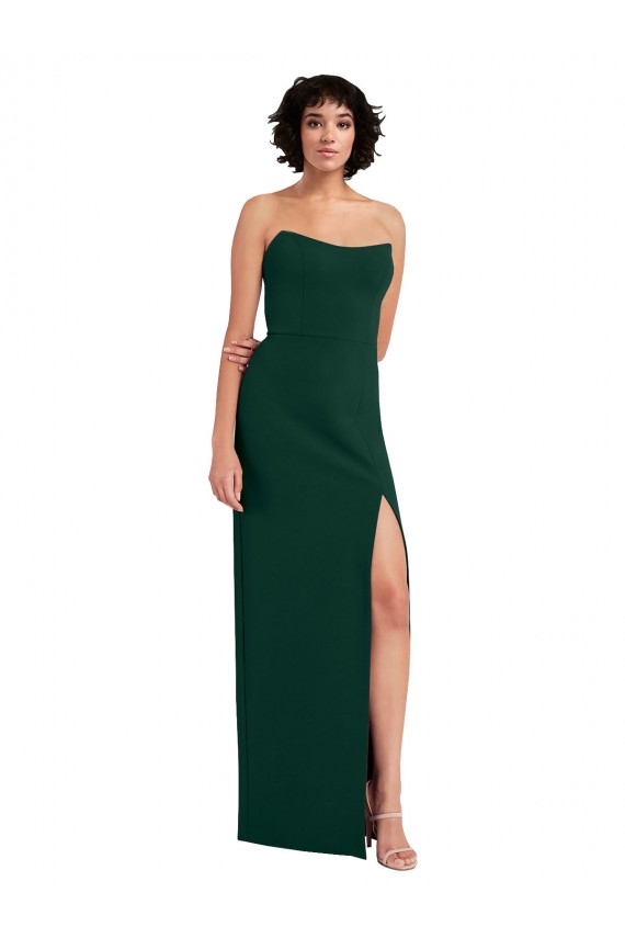Strapless Long Stretch Crepe Midnight Green Sleeveless Formal Evening Gown / Prom Dress / Bridesmaid Dress Darwin