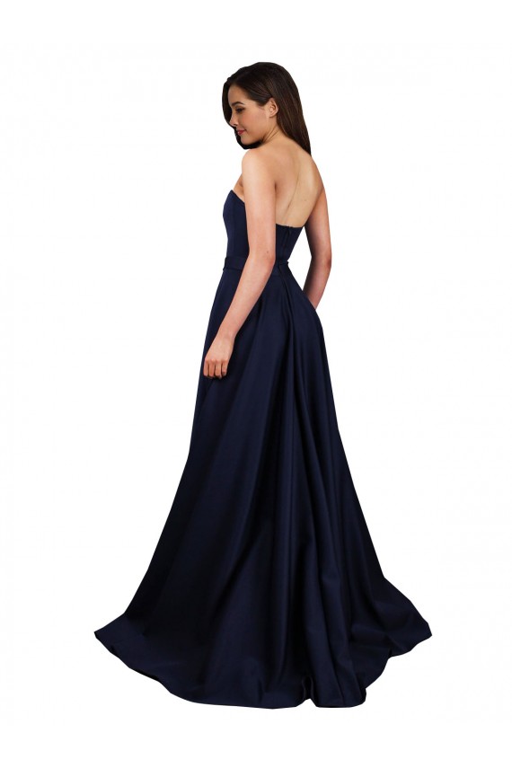 High Neck Long Stretch Crepe Dark Navy A-Line Sleeveless Formal Dress / Bridesmaid Dress Darwin
