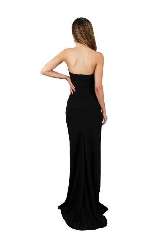 High Neck Long Stretch Crepe Black Column Sleeveless Formal Evening Gown / Prom Dress / Bridesmaid Dress Darwin
