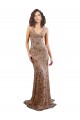 High Neck Long Stretch Crepe & Sequin Tulle Rose Gold Sleeveless Formal Evening Gown / Prom Dress / Bridesmaid Dress Darwin