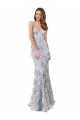 High Neck Long Stretch Crepe & Sequin Tulle Silver Sleeveless Formal Evening Gown / Prom Dress / Bridesmaid Dress Darwin