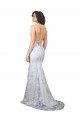 High Neck Long Stretch Crepe & Sequin Tulle White Sleeveless Formal Evening Gown / Prom Dress / Bridesmaid Dress Darwin