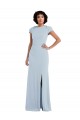 Jewel Neck Long Stretch Crepe Light Sky Blue Cap Sleeves Semi Formal Evening Dress / Bridesmaid Dress Darwin