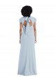 Jewel Neck Long Stretch Crepe Light Sky Blue Cap Sleeves Semi Formal Evening Dress / Bridesmaid Dress Darwin