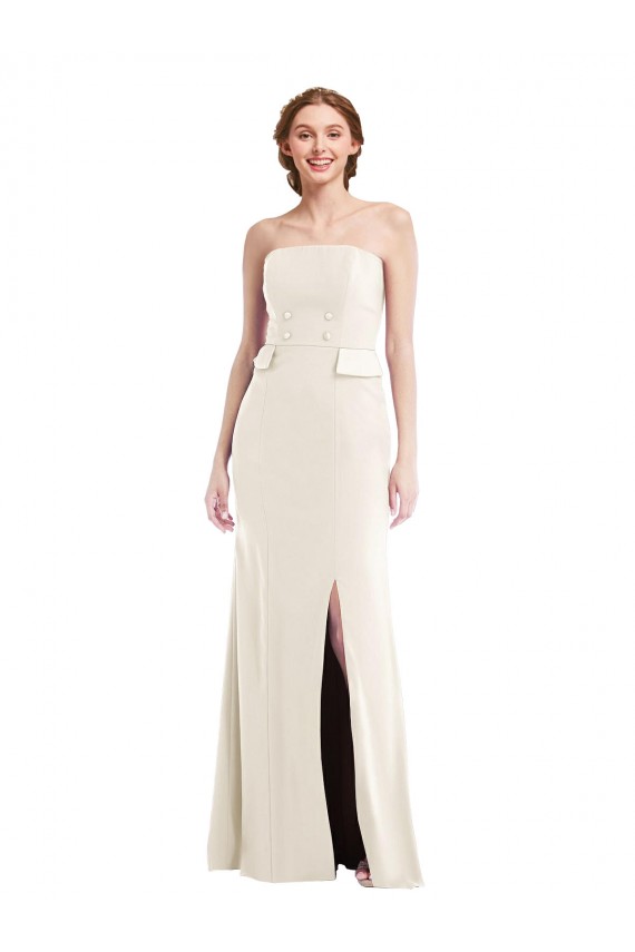 Strapless Long Stretch Crepe Ivory Sleeveless Semi Formal Evening Dress / Prom Dress / Bridesmaid Dress Darwin