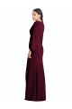 V-Neck Long Stretch Crepe Burgundy Gold Puff Sleeves Semi Formal Evening Dress / Prom Dress / Bridesmaid Dress Darwin