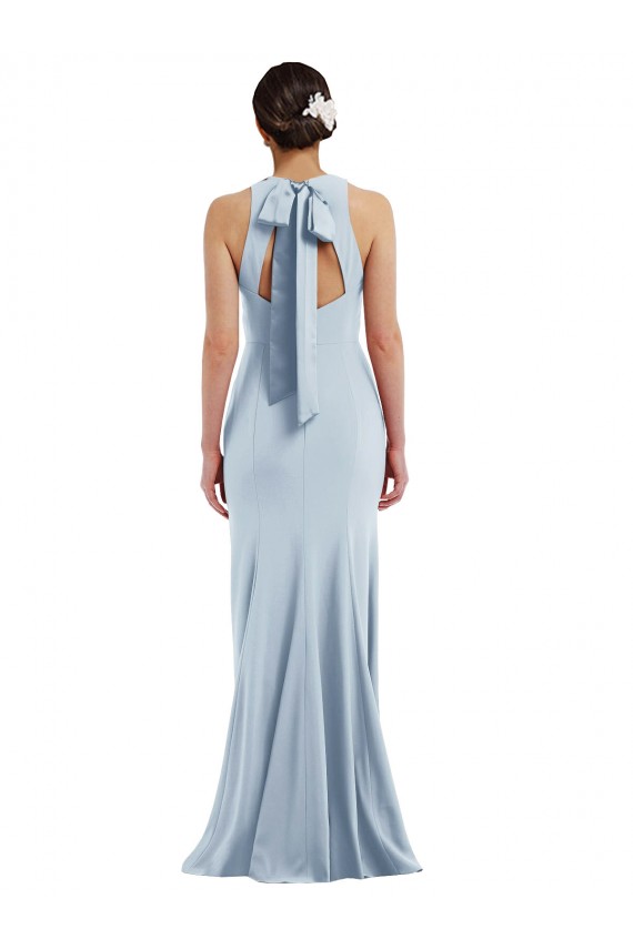 Jewel Neck Long Stretch Crepe Light Sky Blue Sleeveless Formal Evening Gown / Prom Dress / Bridesmaid Dress Darwin