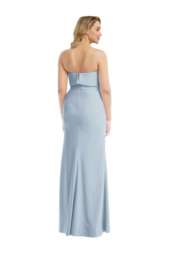 Strapless Long Stretch Crepe Light Sky Blue Sleeveless Semi Formal Evening Dress / Prom Dress / Bridesmaid Dress Darwin