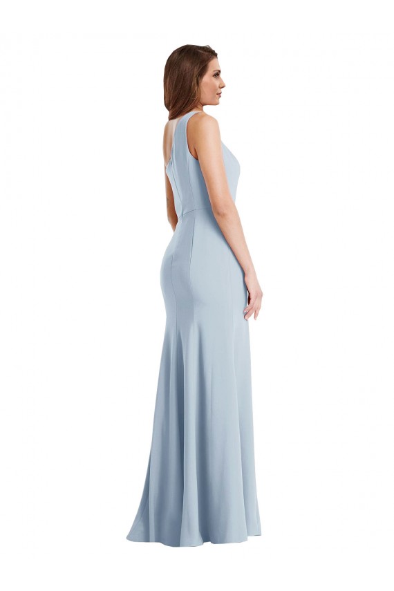 One Shoulder Long Stretch Crepe Light Sky Blue Sleeveless Formal Evening Gown / Prom Dress / Bridesmaid Dress Darwin