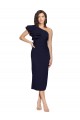 One Shoulder Midi Length Stretch Crepe Dark Navy Sleeveless Formal Evening Gown / Prom Dress / Bridesmaid Dress Darwin