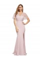 Sweetheart Long Stretch Crepe & Tulle Mauve Short Sleeves Formal Evening Gown / Prom Dress / Bridesmaid Dress Darwin